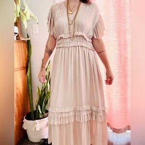 Bohme Cream Layered Maxi Dress